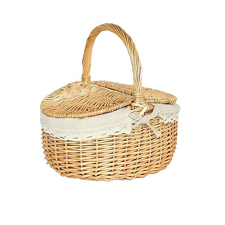 Hot Wicker Willow Handmade Fruit Bread Picnic Storage Basket