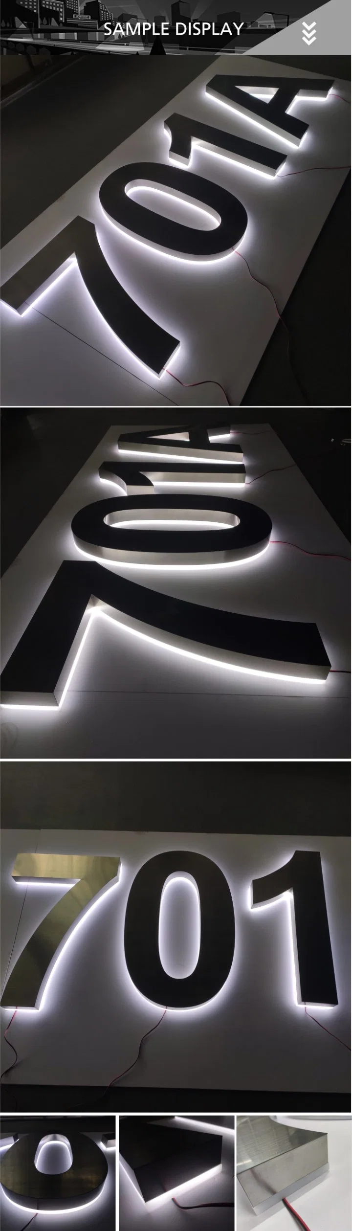 Factory Price LED Backlit Brushed Finished Big House Numbers Sign