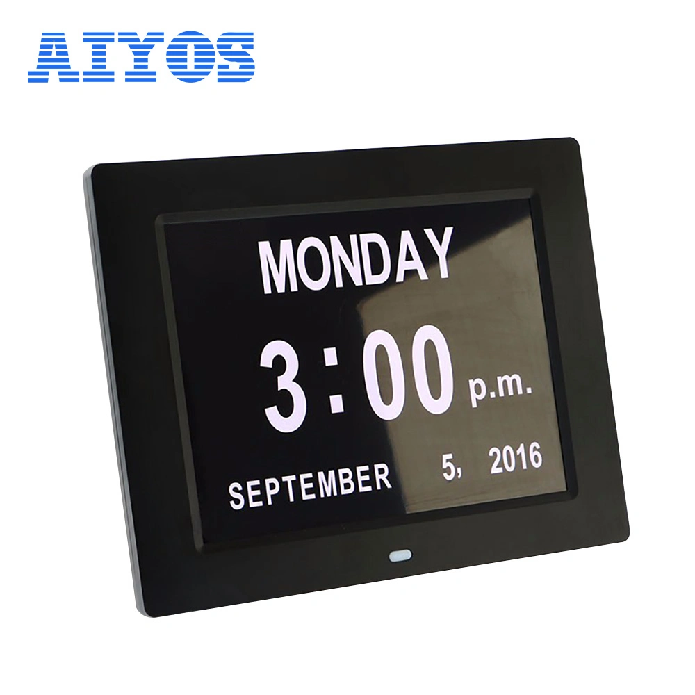 New 8 Inch Digital Photo Frame Clock Time Display with Calendar for Old People