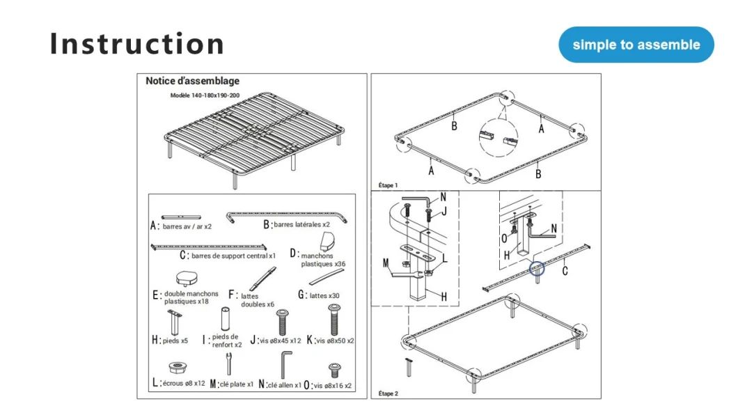 Latest Factory Offer Hotel Easy Assembly Low Bed Frame Black King Size