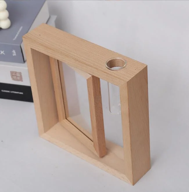 Rotating Photo Frame Square Wooden Frame Desktop Ornament