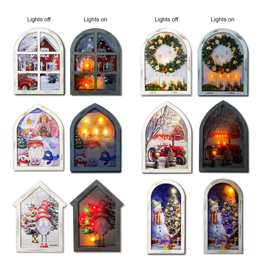 Custom LED Lights Canvas Wall Art Waterproof Snow House Art Wall Decoration