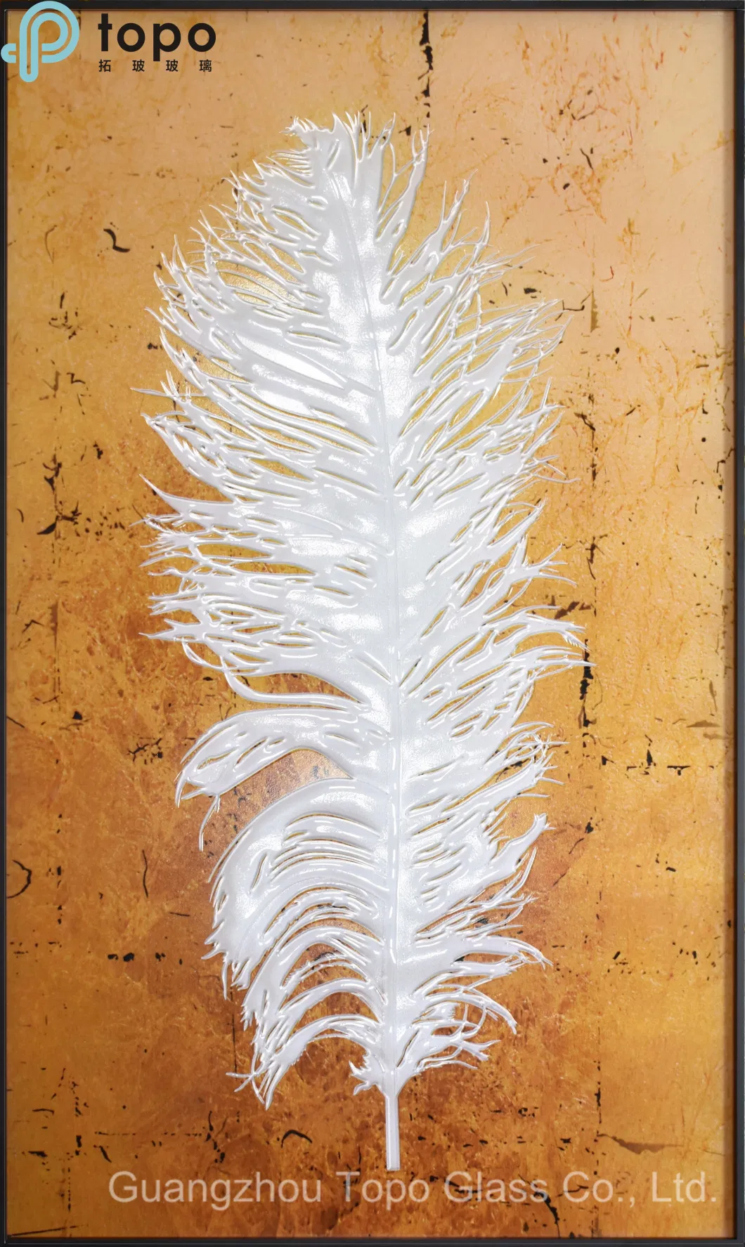 White Feather Art Paintings on Low Iron Glass (MR-YB6-2041A)