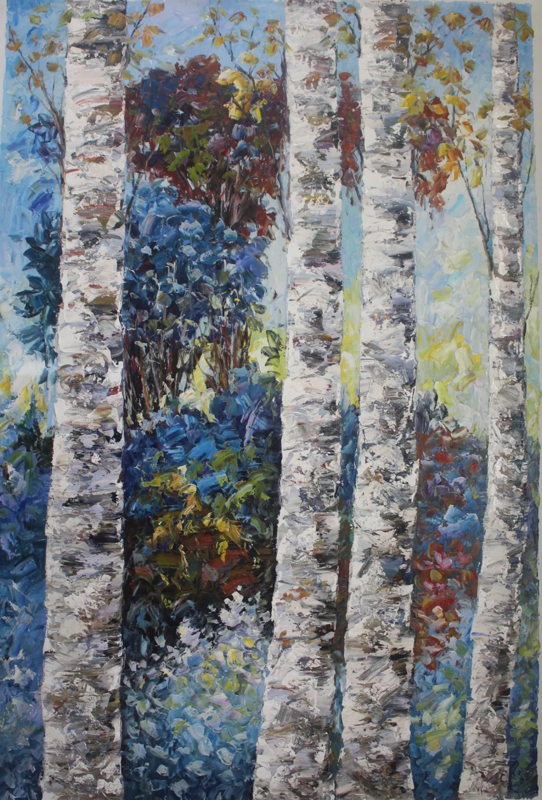 Large Size Birch Tree Landscape Canvas Wall Art Oil Paintings