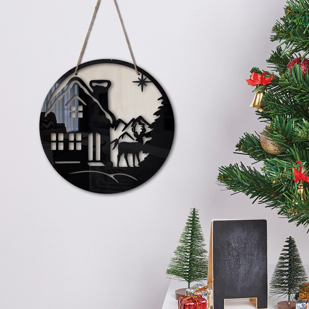 Christmas Ornament Snow Mountain Forest Metal Wall Decor