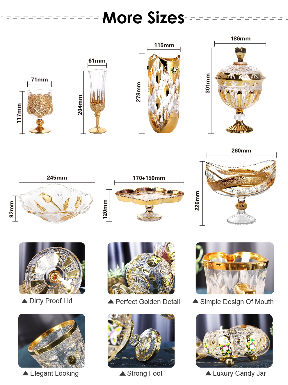 Bohemia Style Electroplated Golden Glass Fruit Bowl for Wedding Gifts Tabletop Decoration