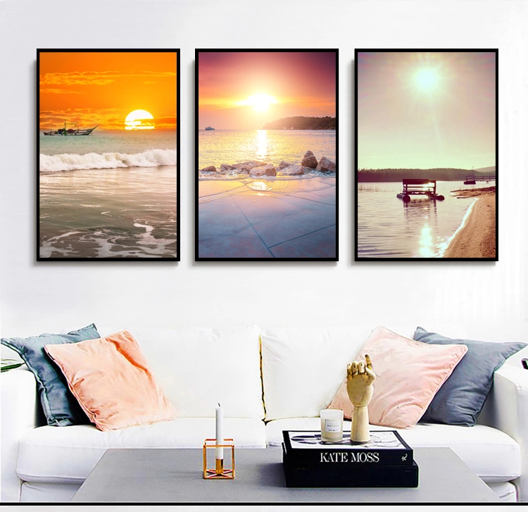 3 Piece Panel Set Canvas Wall Art Painting Custom Cheap Home Office Hotel Decor Beach Sea Scenery View Scenic Modern Decoration