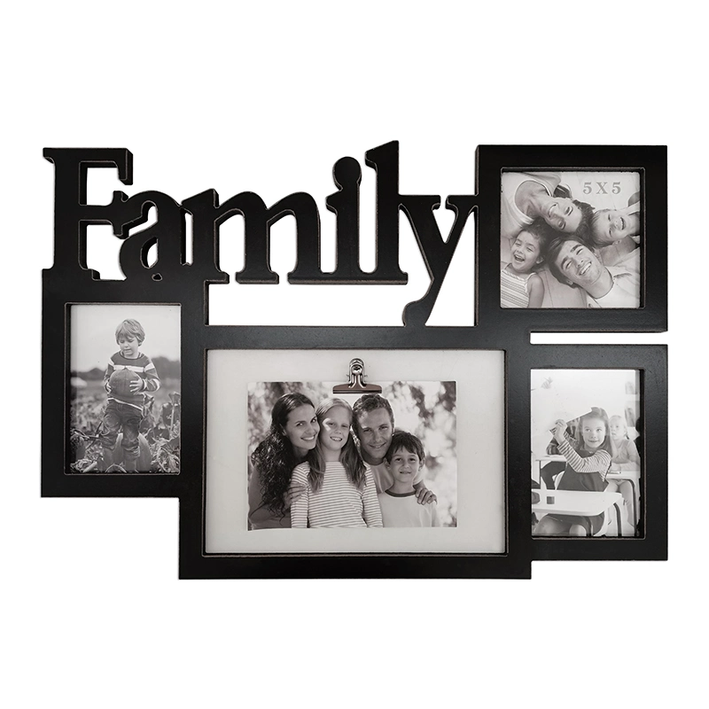 Wall Mounted Black MDF 4/6 Pictures Collage Frame