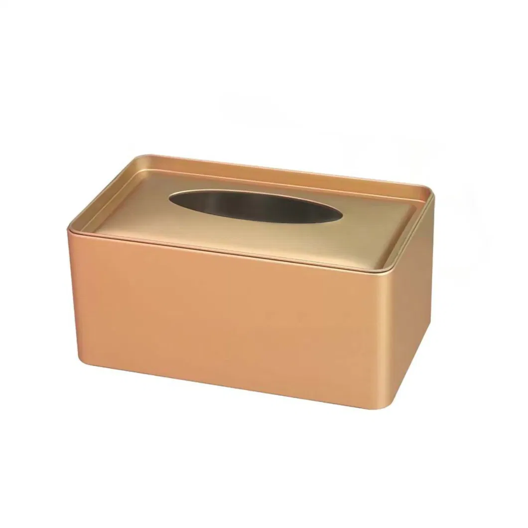 Rectangular Tissue Box Assurance Buckle Bottom Square Tissue Can Metal Napkin Holder