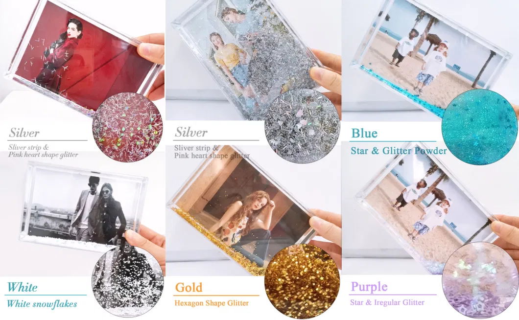 Glitter Liquid Photo Snow Globe Frame for Christmas Acrylic Snow Globe