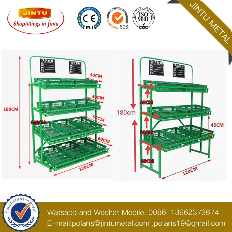 Modern Factory Price Save Space Shopping Market Wood Fruit Vegetable Storage Display Rack Stand