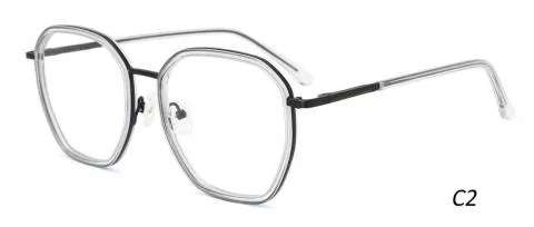 Roundish Acetate Frame with Metal Wire Ring Stock Women Optical Frames