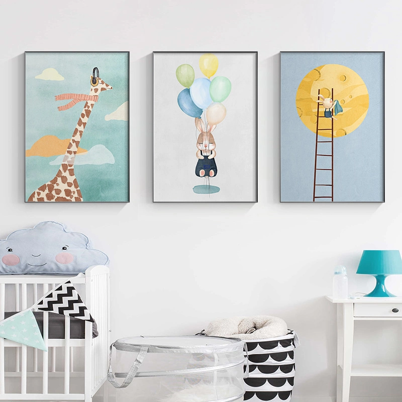 Posters and Prints Hanging Cute Animal Kids Decoration Poster Living Room Animal Set Botanical Framed Wall Art