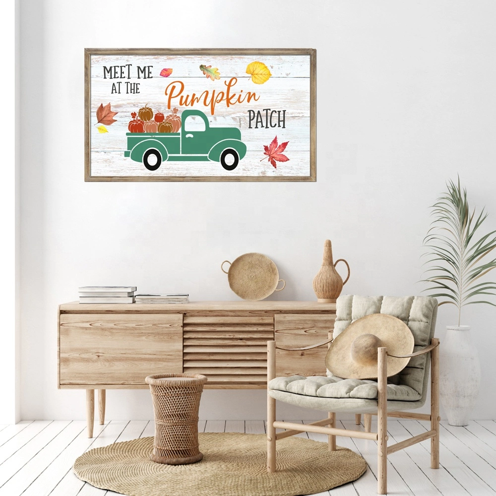 Wooden Frame Canvas Wall Art Printing Cheap Home Living Room Decoration Simple Modern Pumpkin Holiday Season Decor Solid Wood