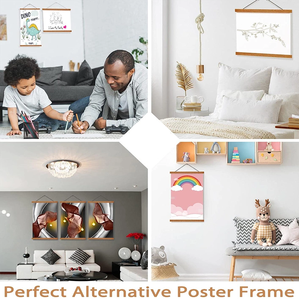 Pine Wood Frame Poster LED Frame Hanger for Home Decor