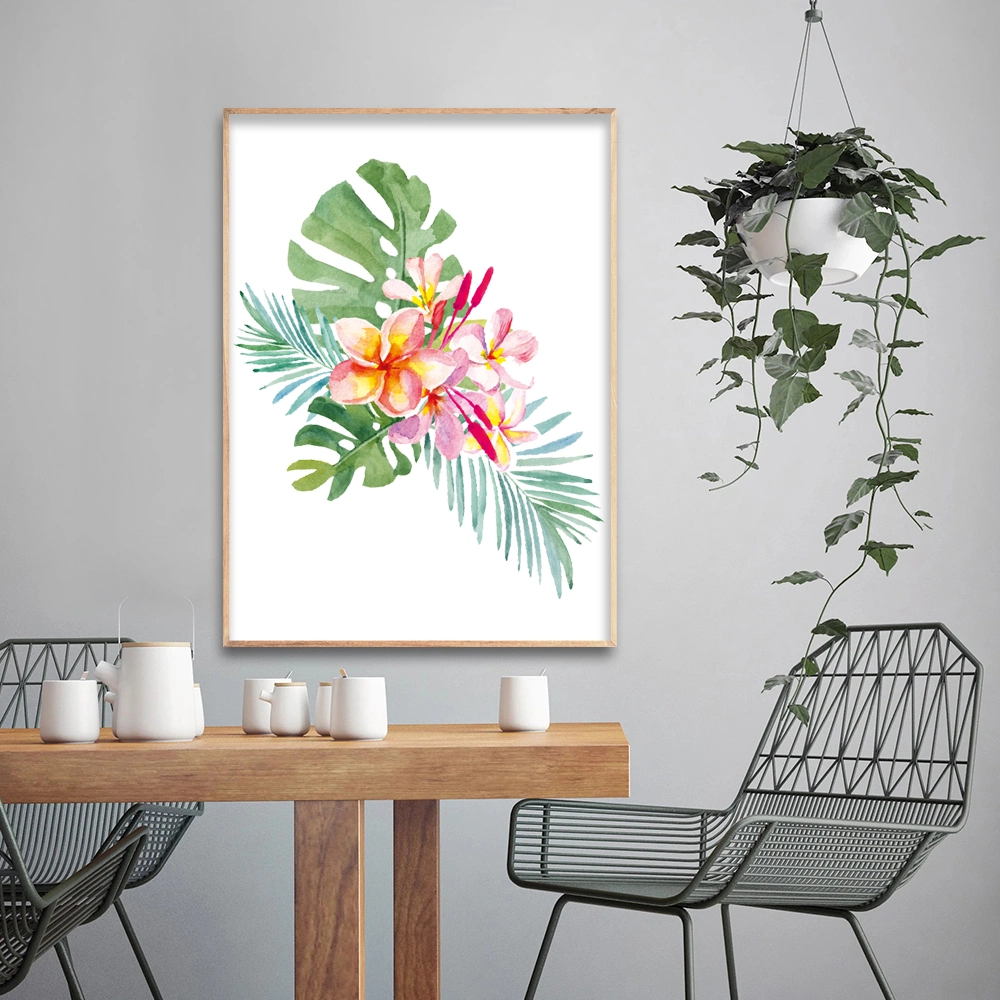 Hot Selling Home Decor Colorful Flowers Floating Frame Wall Art Ready to Hang Canvas Painting