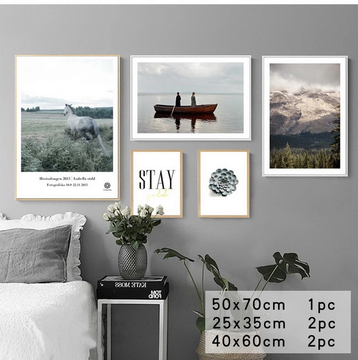 5 PCS Piece Panel Set Custom Canvas Wall Art Painting Cheap Home Hotel Decor Framed Picture Modern Landscape Scenery View