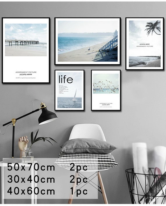 5 PCS Piece Panel Set Custom Canvas Wall Art Painting Cheap Home Hotel Decor Framed Picture Modern Landscape Scenery View