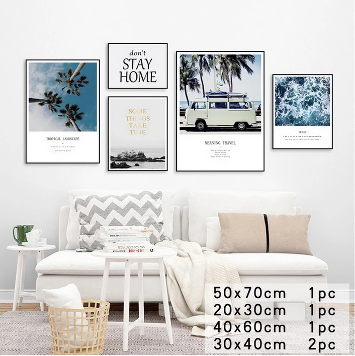 5 PCS Piece Panel Set Custom Canvas Wall Art Painting Cheap Home Hotel Decor Framed Picture Modern Landscape Scenery View