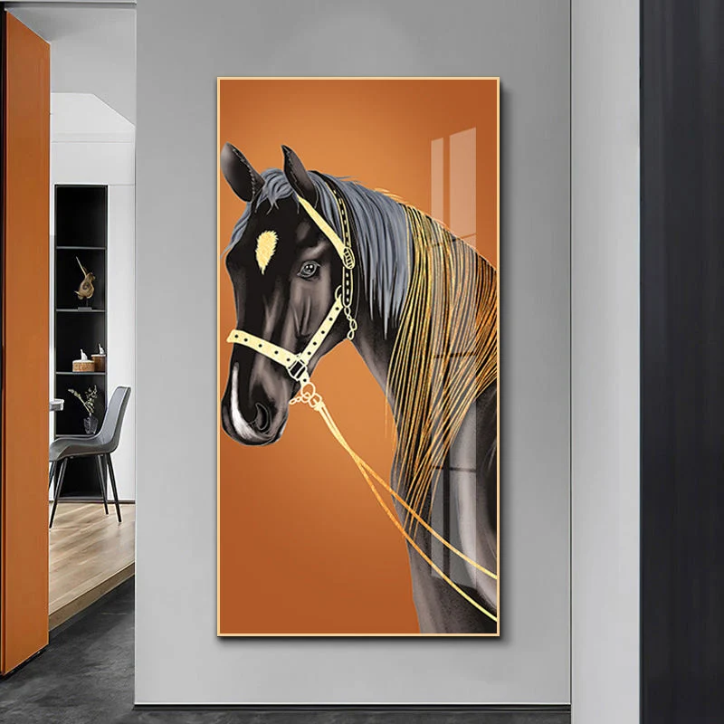 Exquisite and Modern Horses Crystal Porcelain Painting Wall Art Work Diamond Artwork