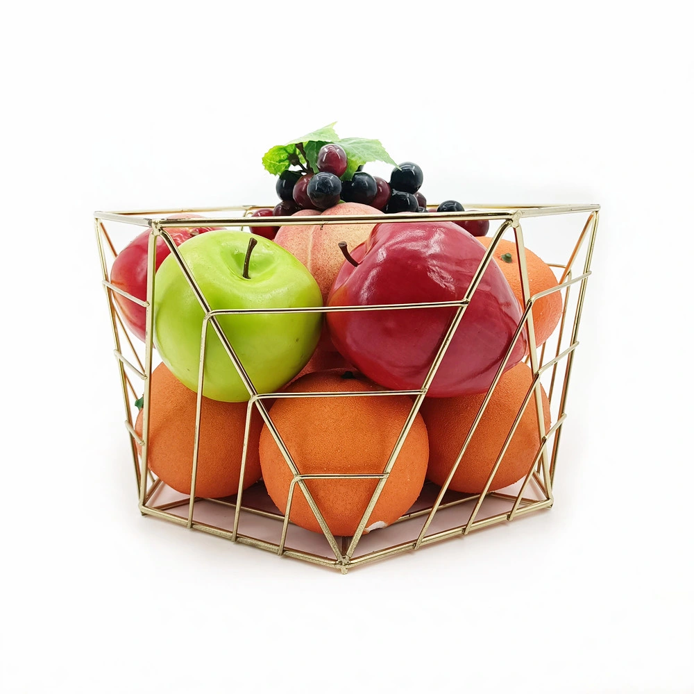 High Quality Gold Powder Metal Iron Fruit Bowl Basket Stand China Factory