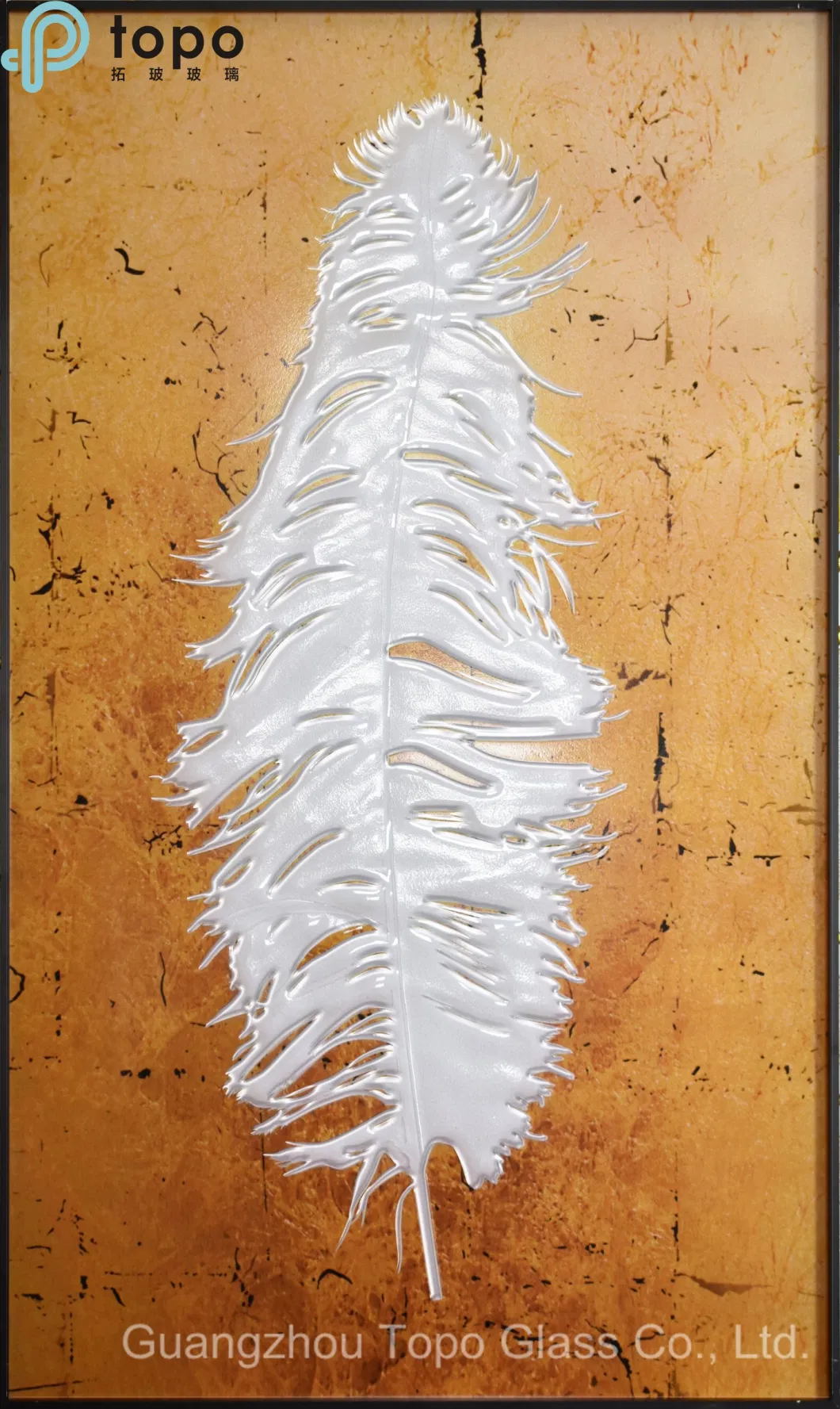 White Feather Art Paintings on Low Iron Glass (MR-YB6-2041A)