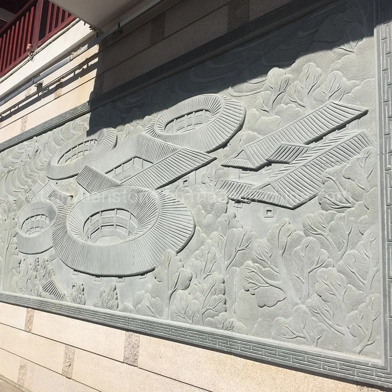 Hand Made Natural Stone Carving Reliefs Decorative Mural Dragon Carved Relief