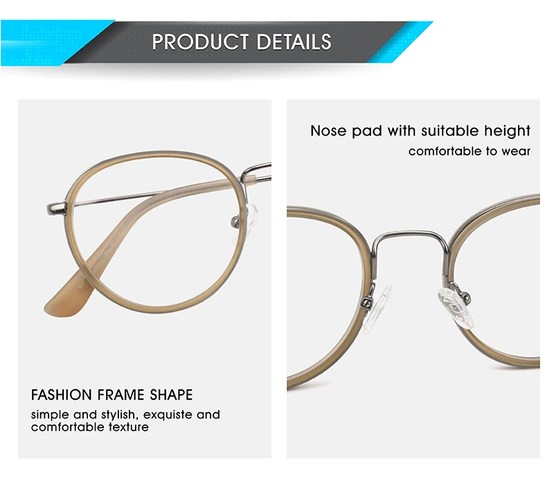 Handmade Classic Design Round Acetate Metal Optical Frames