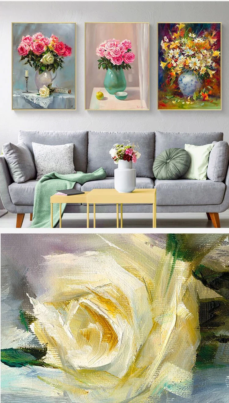 Abstract Canvas with Frame Handmade Painting Flower Art Picture Handmade Wall Decor Landscape Artwork Modern Oil Painting