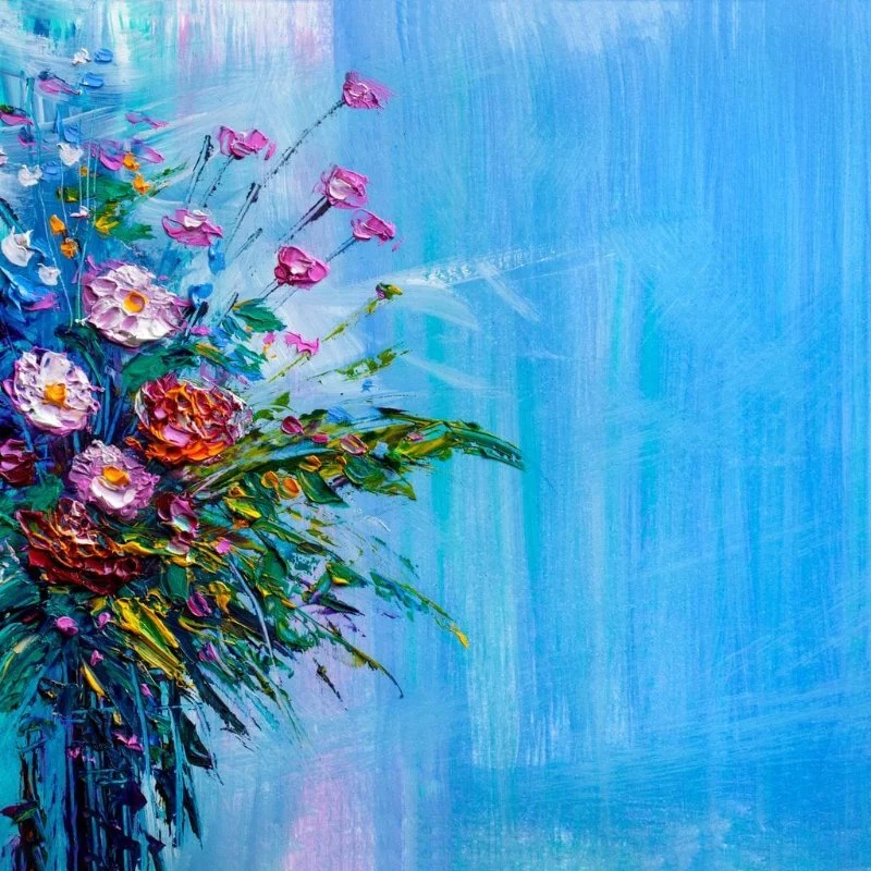 Wall Decor Fine Art Modern Oil Painting Bouquet Flowers Canvas Print