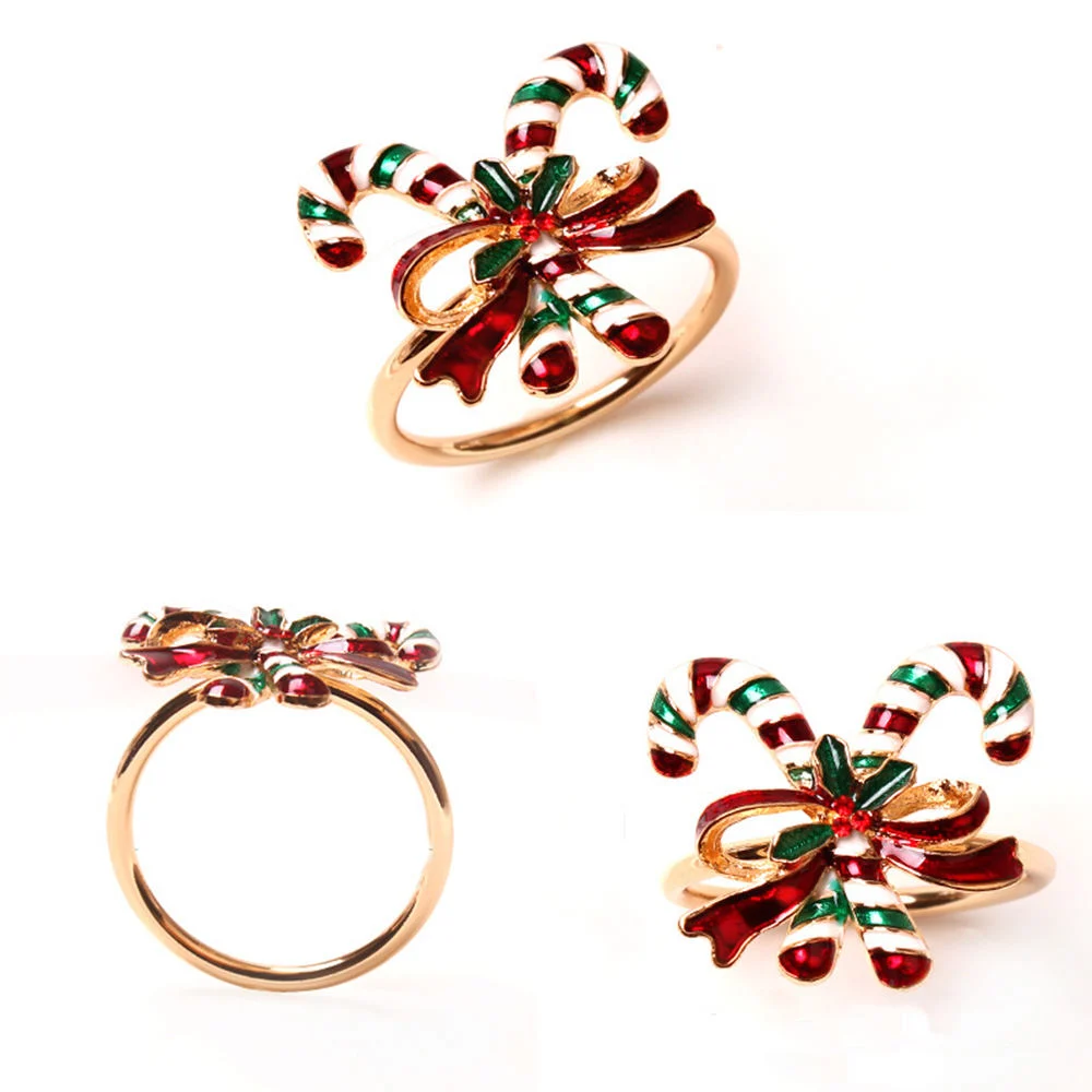 Plastic Christmas Napkin Buckle Christmas Tree Fawn Wreath Napkin Ring