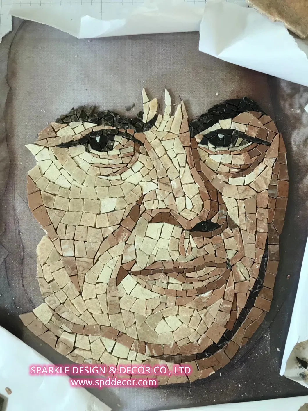 Customized Vivid Glass Mosaic Murals of Famous Person Portrait