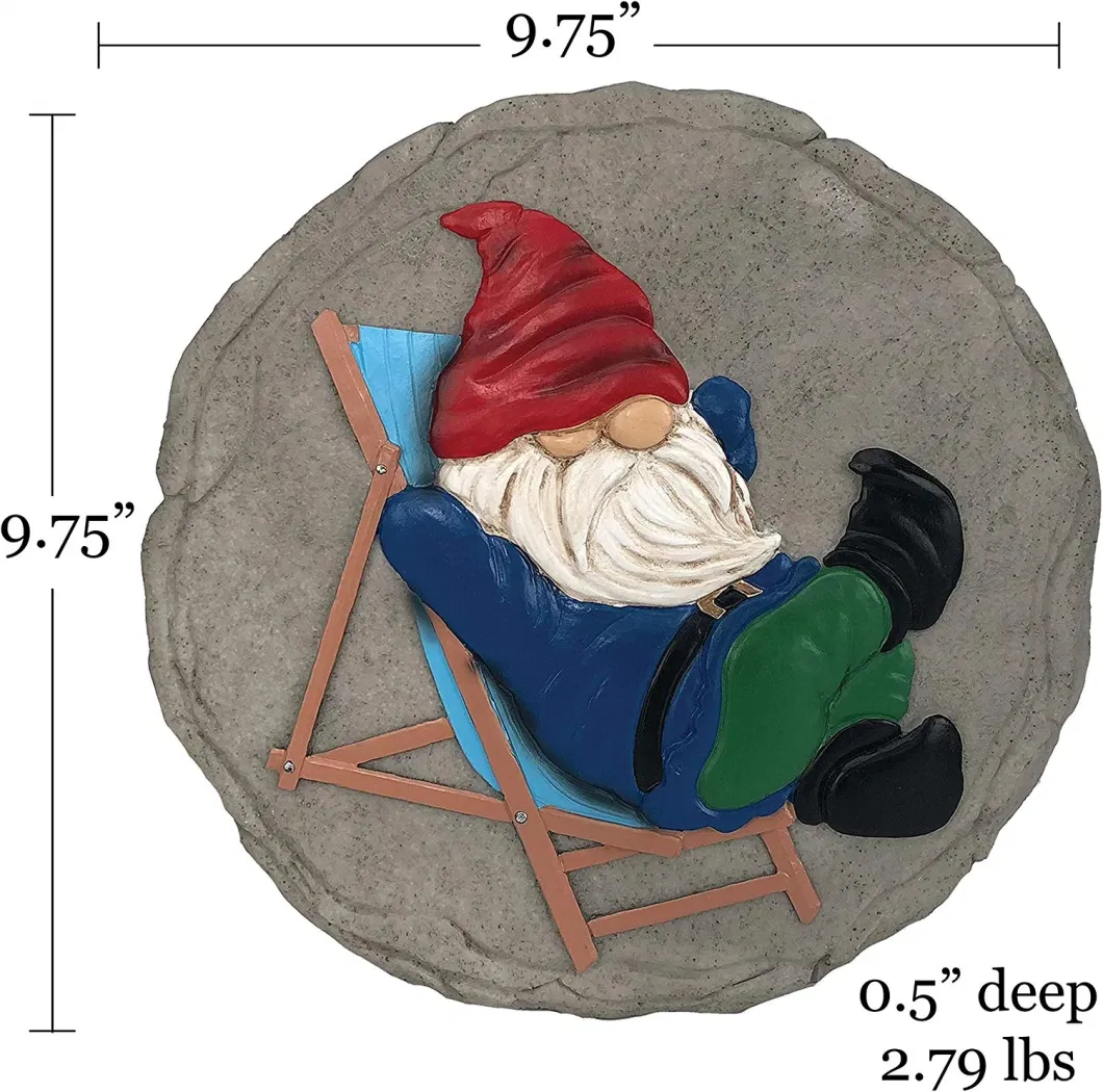 Lounging Gnome Stepping Stone Decorative Stone for Garden