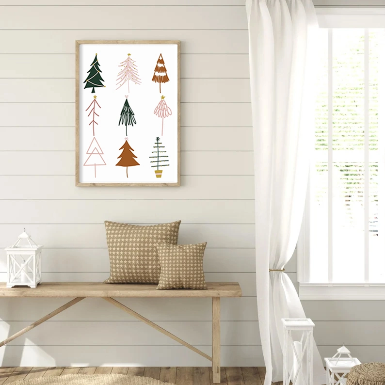 Christmas Signs Solid Wood Decorations Christmas Tree Prints Festive Wall Art Christmas Prints