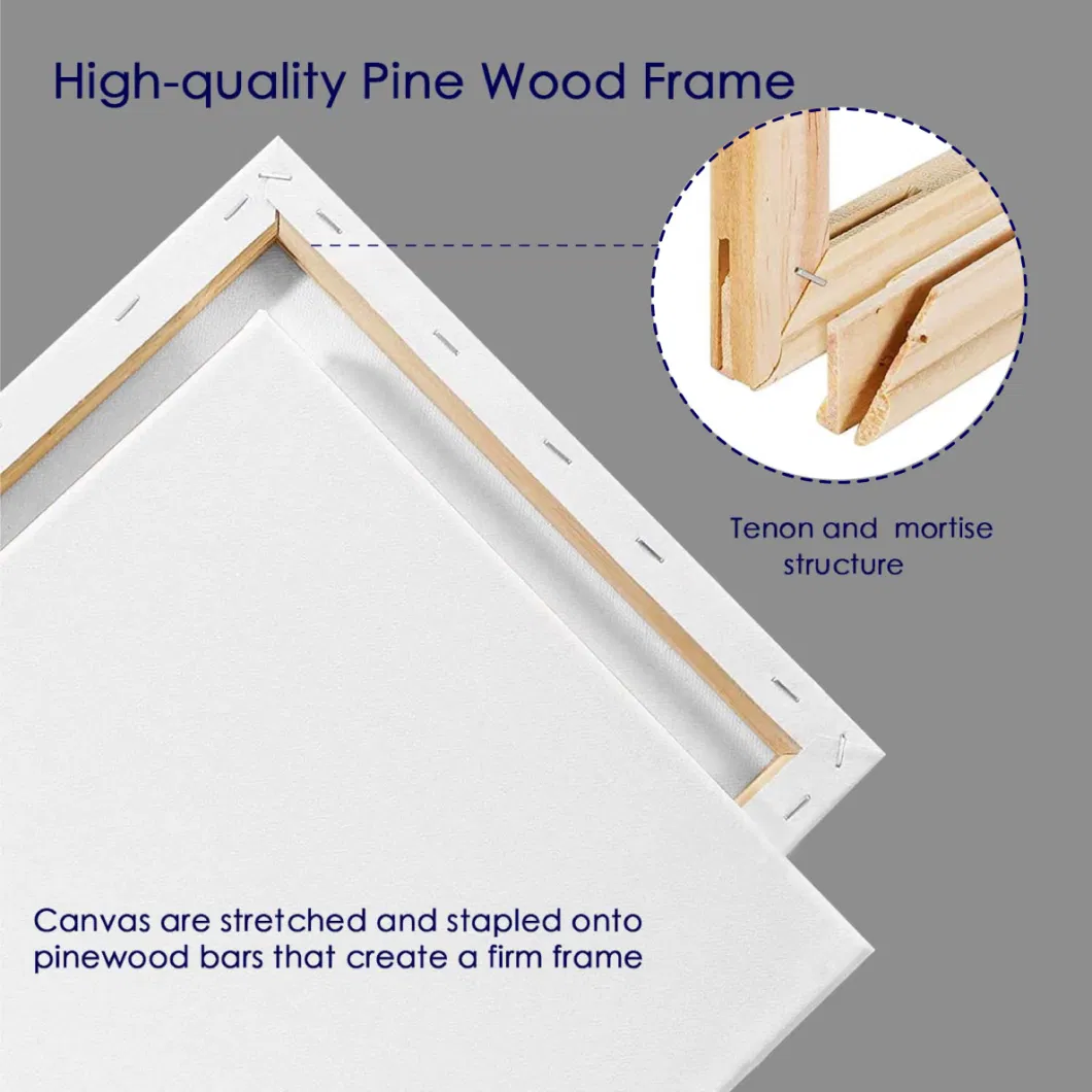 Professional Stretched Canvas for Artist, Thick Pinewood Bar with 100% Cotton Blank Painting Canvas for Oil Acrylic Watercolor Paints