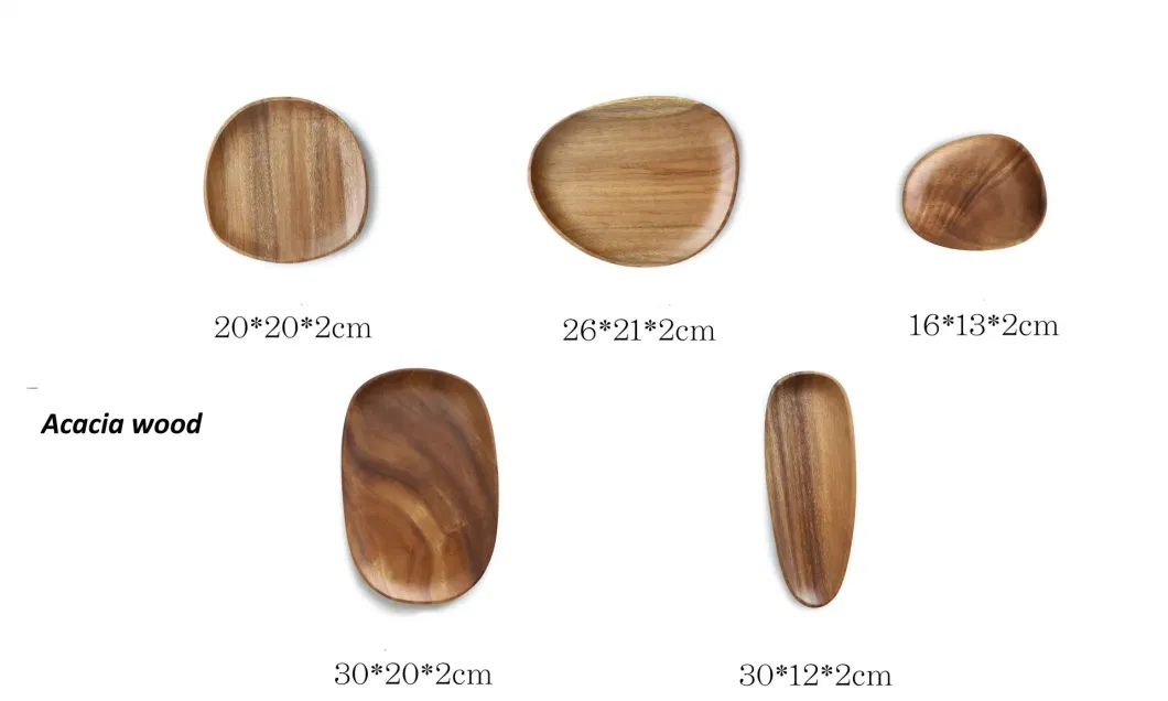 Irregular Acacia Walnut Wood Plate Wooden Dinner Dishes Plates