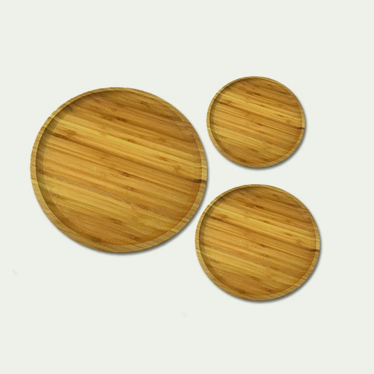 Large Round Drinks Decorative Wood Serving Tea Table Tray, Wholesale Bamboo Serving Tray