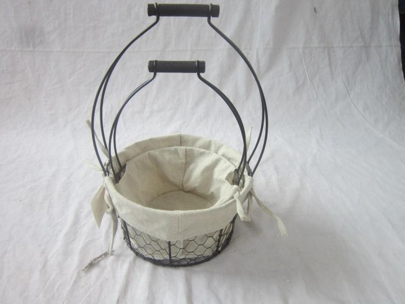 Handmade Metal Wire Fruit Flower Storage Basket with Handles