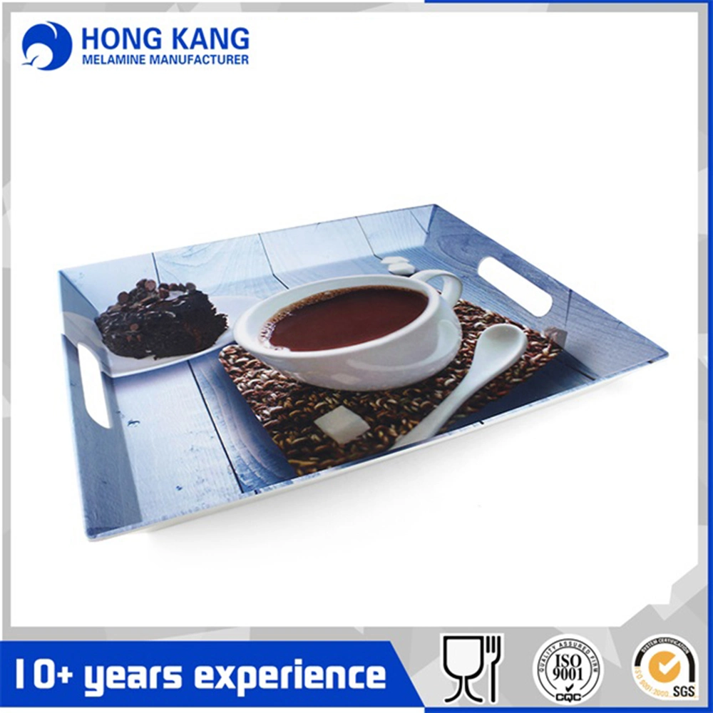 Design 16/20inch Melamine Serving Wooden Food Tray for Coffee