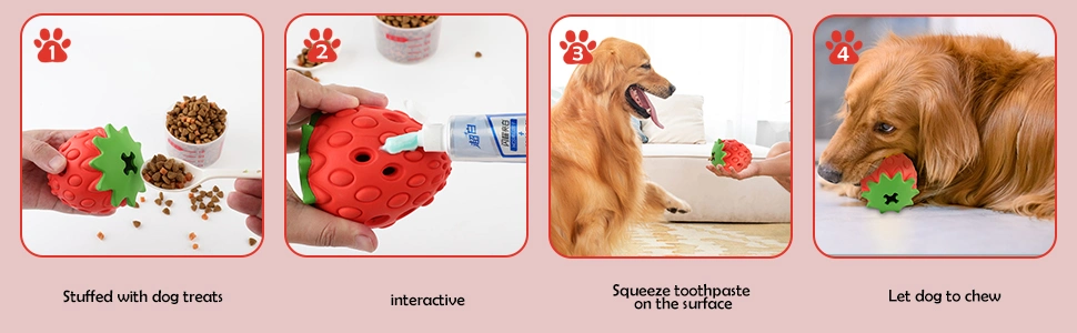 Strawberry Dog Chew Toys Rubber for Boring Puppy Teething Toys