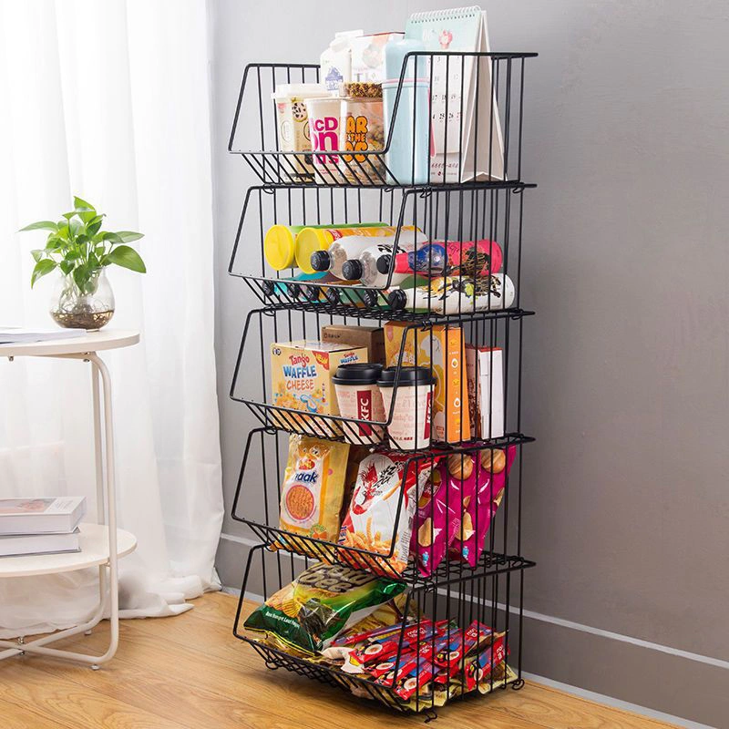 Stackable 3 Tiers Storage Rack Kitchen Trolley Carts 360 Rotating Fruit Vegetable Basket Storage Organizer Floor Standing 5%off