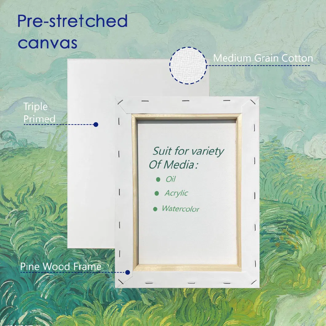 Basic Stretched Canvas for Ordinary Oil Painting, Firmly Wood Bars Blank with Cotton Canvas for Art Studios Hobby and Normal Using