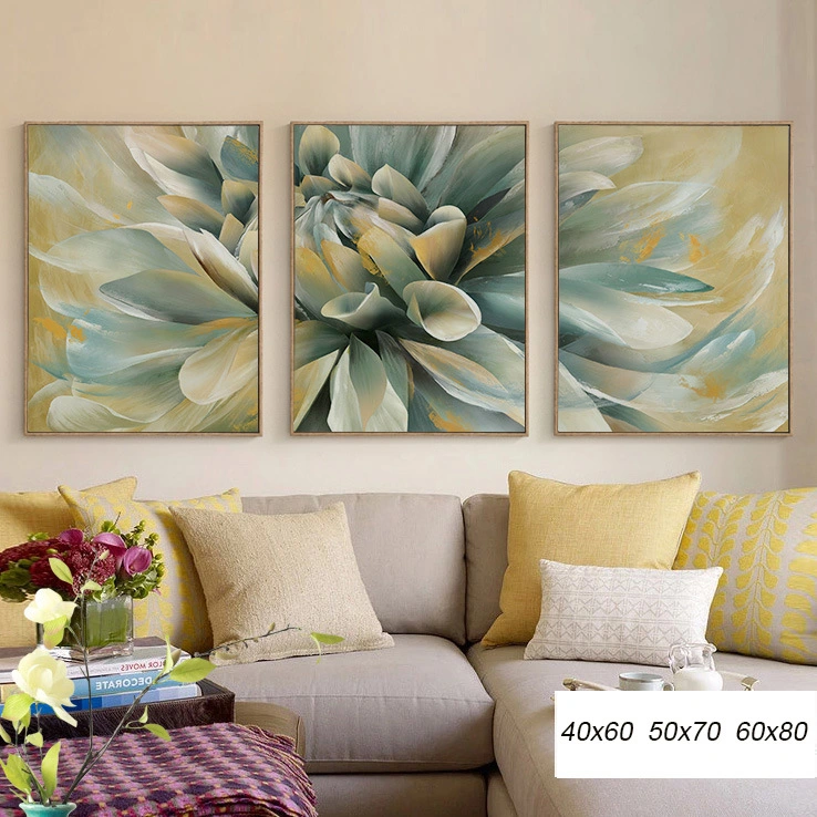 Home Decor Framed Wall Art 3pieces Set Oil Painting Flower Canvas Print