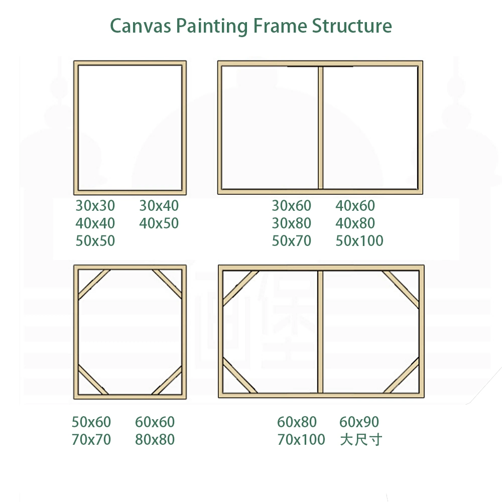 Wholesale 3 Panels Wooden Color Floating Frame Wall Art Green Bitanical Plant Ready to Hanag Canvas Painting Living Room Dining Room Bathroom Decor