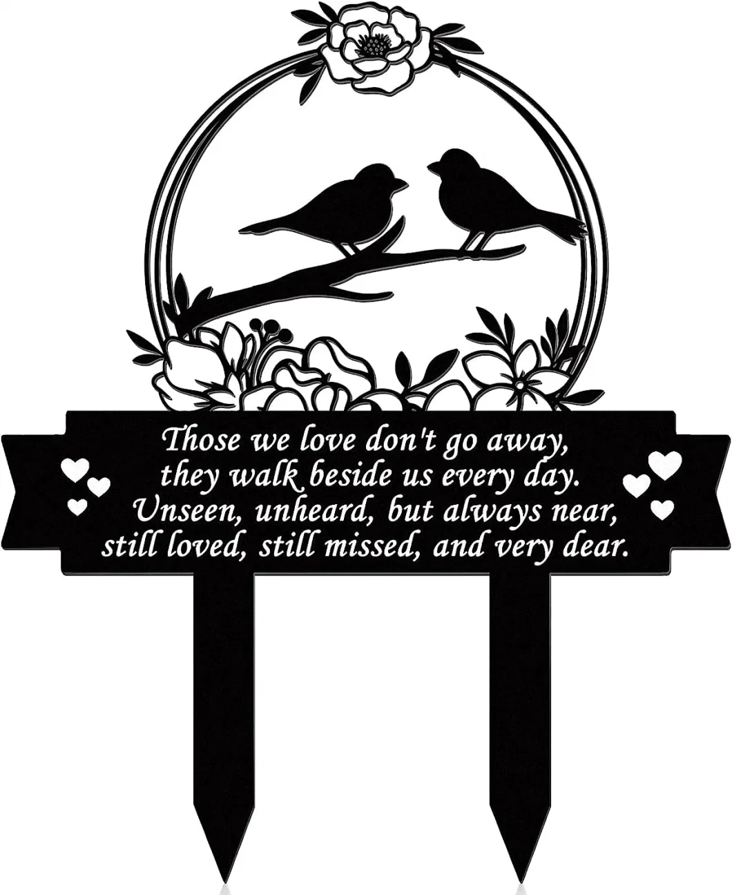 Memorial Grave Markers 13.78 X 11.4 Inch Metal Cemetery Decorations for Grave Sympathy Bird Memorial Plaques for Outdoors Those We Love Don′t Go Away Grave