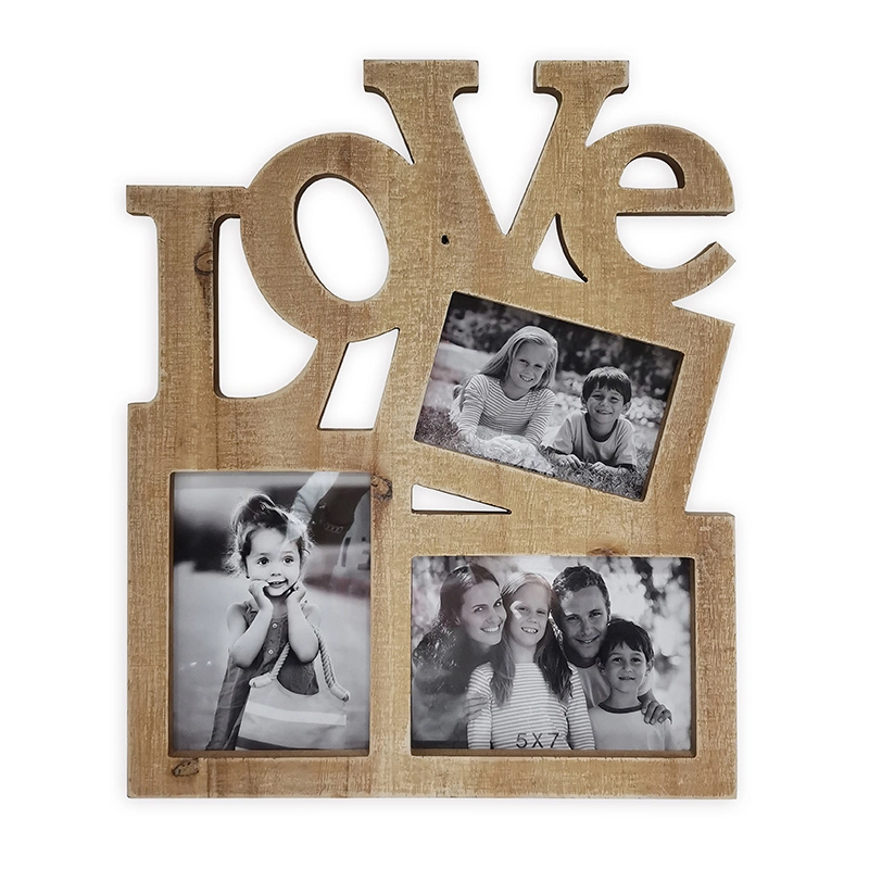 MDF Photo Frame with Many Shapes for Living Room, Wooden Picture Frame with Many Photos for Wall Decor, Promotional MDF Photo Frame