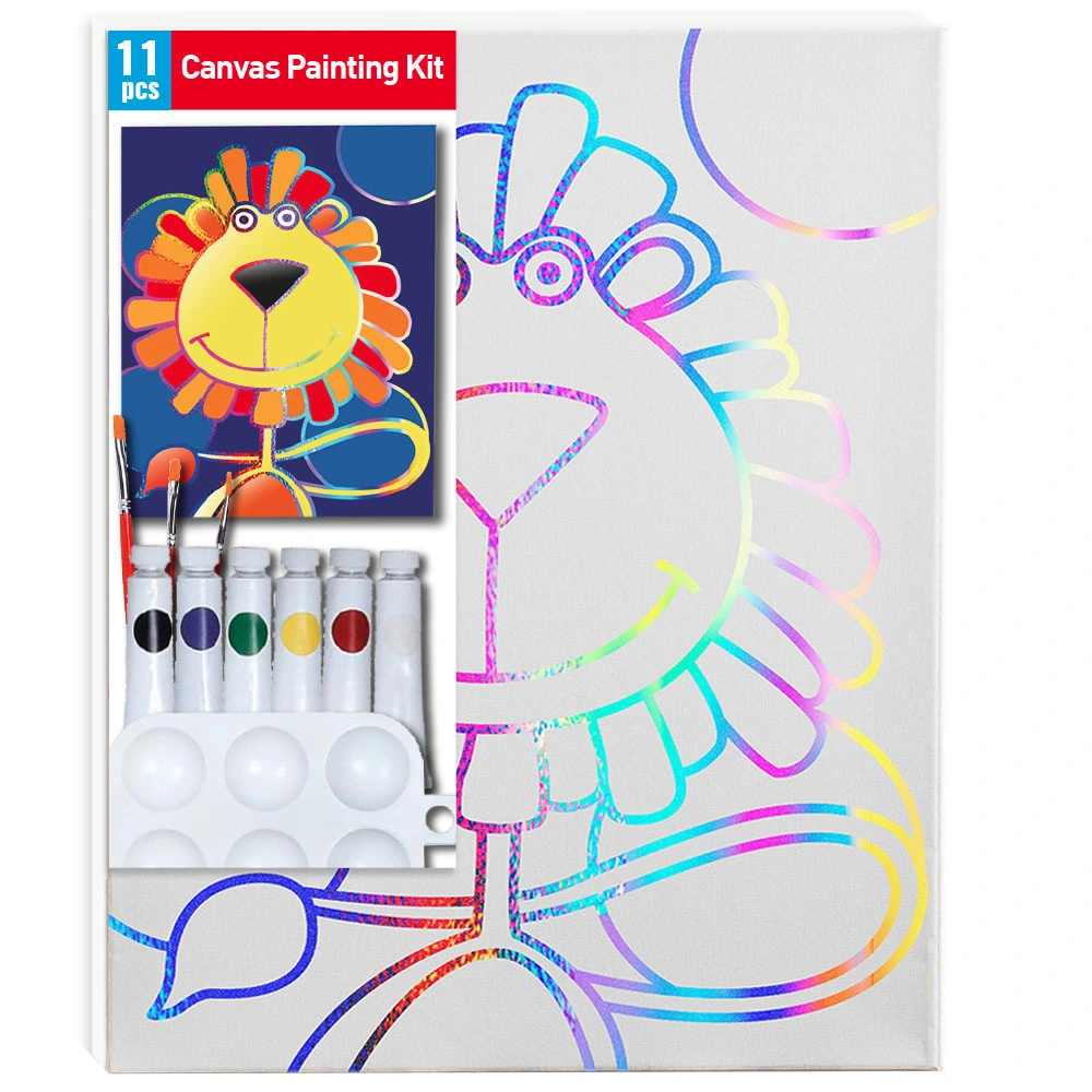 Paint Your Own Lion Canvas Kit, Rainbow Foiled