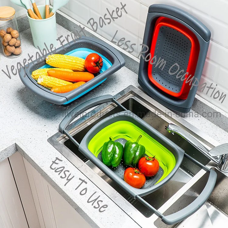 Handy Silicone Veggies Folding Drain Basket for Wash Fruits Vegetables