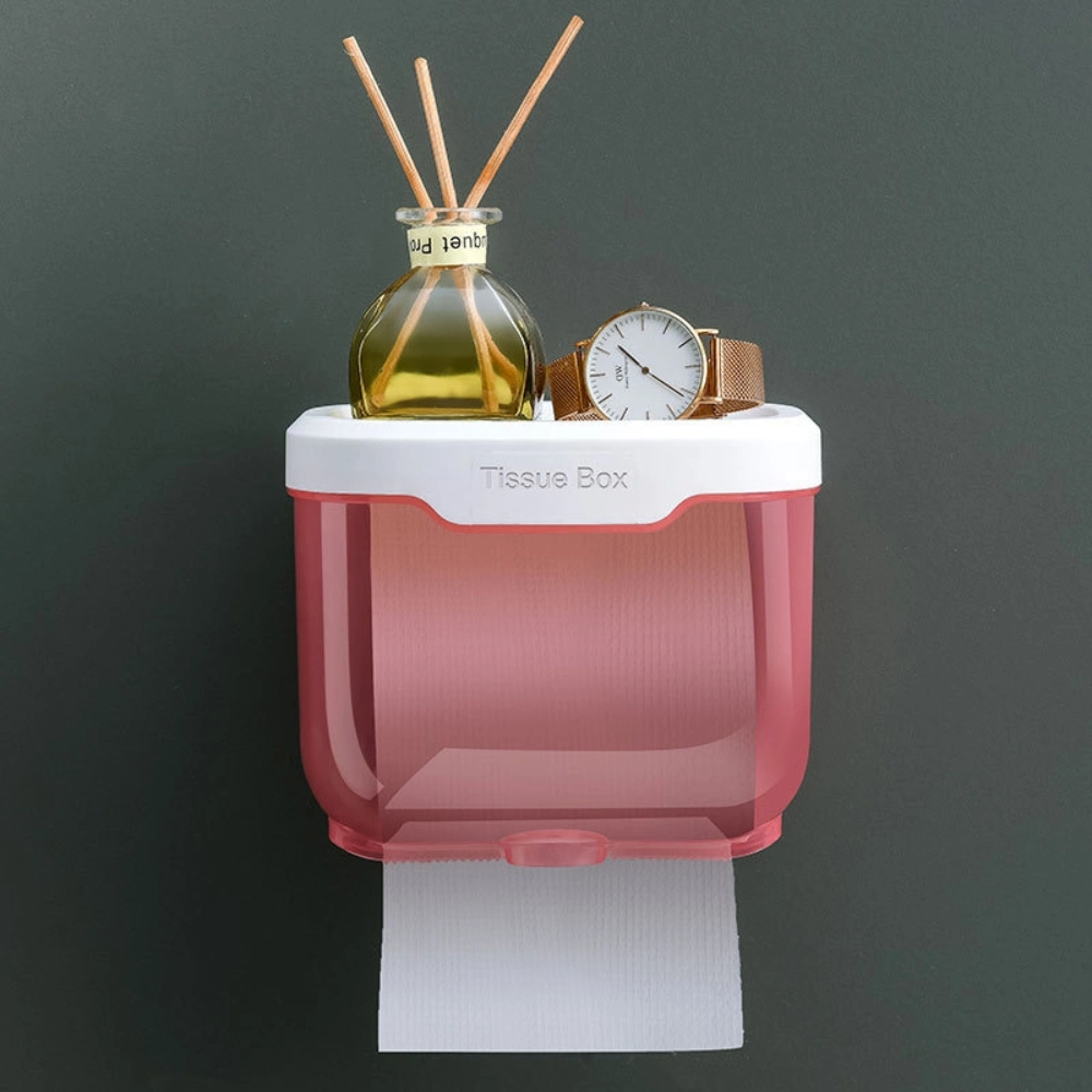 Wall Mounted Toilet Storage Case Bathroom Clear Shelf Tissue Box Waterproof Paper Roll Holder Bl23197