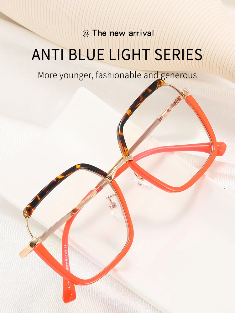 Rectangle Ready Stock New Arrivals Orange Fashion Square High Quality Ins Style Spectacles Blue Light Transparent Tr90 Optical Frames for Women